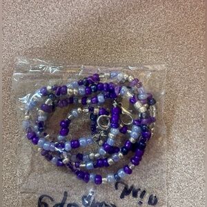 27" Purple Beaded Eyeglass Chain Holder Strap Reading Glasses New!